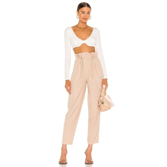 New h:ours Shaye paper bag cargo style pants in Champagne Size XS